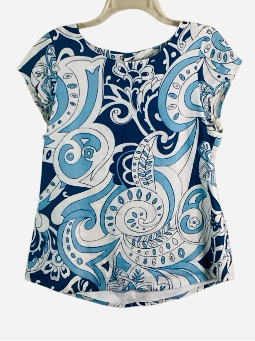 Island Company Capricorn 100% Linen Paisley Blouse Medium